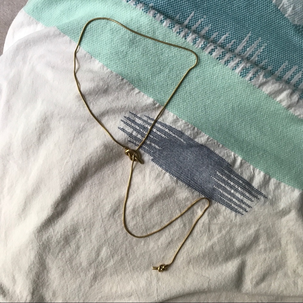 Madewell lariat gold knot necklace